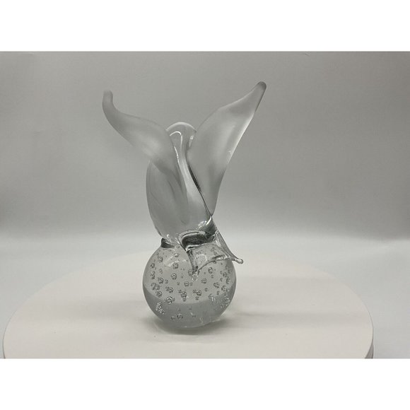 I W Rice and Company Solid Clear Art Glass Dove Paperweight with Frosted Wings - Picture 13 of 16
